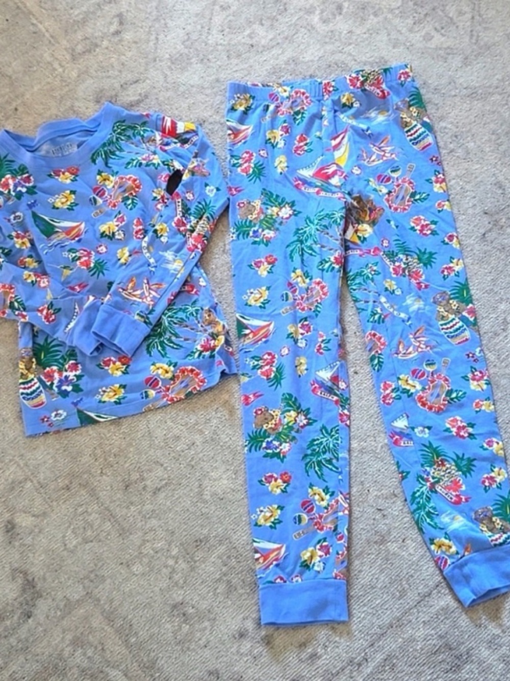 Polo by Ralph Lauren Light Blue Hawaiian Print Kids Pajama Set